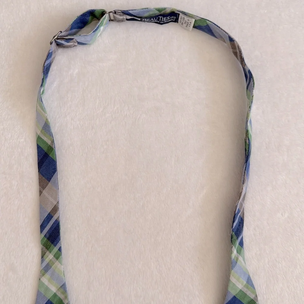 Beau Ties | Plaid Silk Bow Tie Self Tie Adjustable Hand Sewn Vermont Bow Tie - Picture 4 of 14